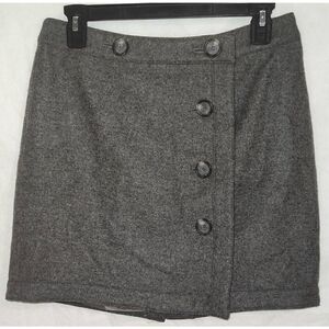 Ann Taylor Loft Wool Blend Mini Wraparound Lined Skirt Women’s Size 4 Gray